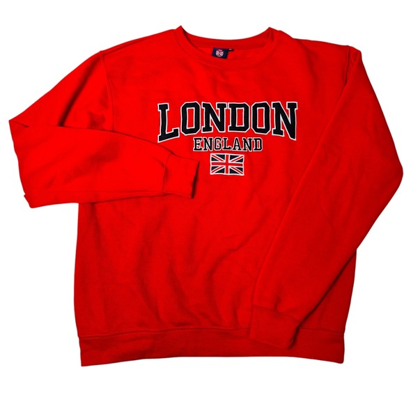 London‎ England Graphic Print Embroidered Crewneck Sweatshirt Awnhill Mens XL - Picture 1 of 8